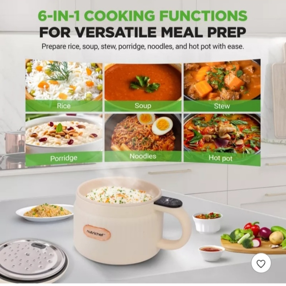 NutriChef 1.6L Multi- Functional Electrc Rice Cooker. - Picture 6 of 11